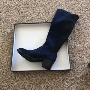 Navy Blue Microsuede Vince Camuto Knee High Boot